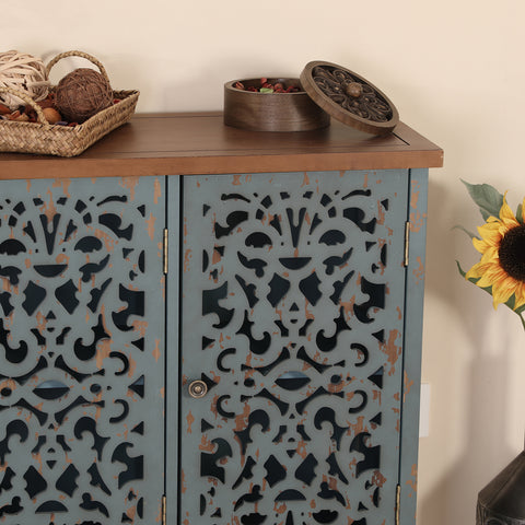 Accent Storage Cabinet with Decorative Carved