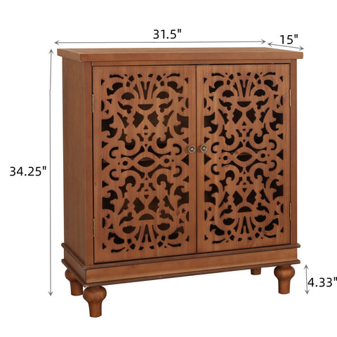 Vintage & Chic Hollow-Carved Accent Cabinet