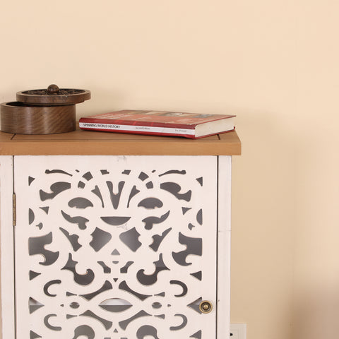 Accent Storage Cabinet with Decorative Carved