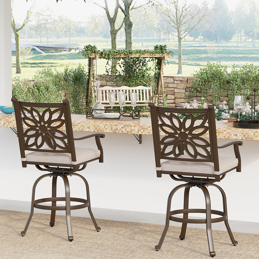 Cast Aluminum Outdoor High Top Table Swivel Bistro Bar Stools