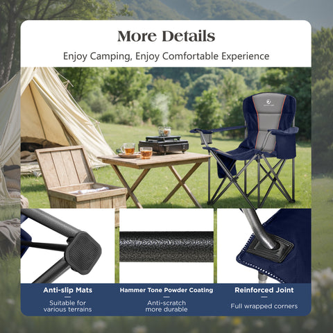 Oversized Portable Folding Camping Chair with Cooler Bag for Sports, Beach, Hiking, Fishing