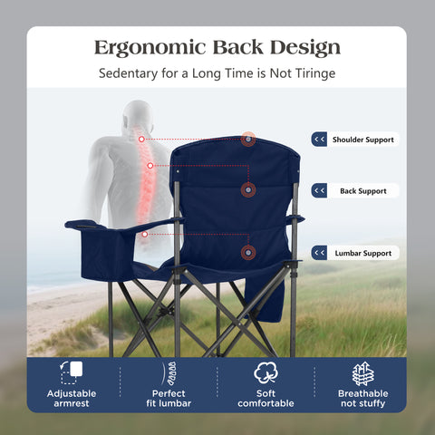 Oversized Portable Folding Camping Chair with Cooler Bag for Sports, Beach, Hiking, Fishing