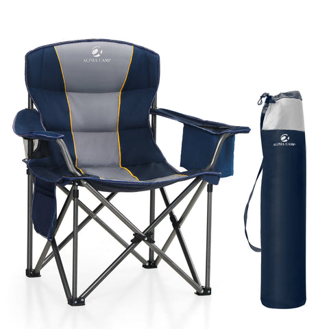 Oversized Portable Folding Camping Chair with Cooler Bag for Sports, Beach, Hiking, Fishing
