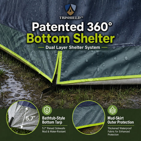 12 Person Camping Tent 16x11FT All-Weather Large Family Cabin Tent with 3 Rooms and 6 Mesh Windows