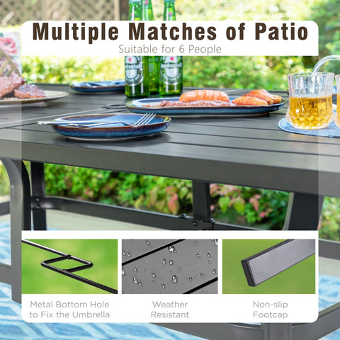8-Piece 13ft Umbrella Patio Dining Set with High Back Textilene Swivel Chair and Metal Table