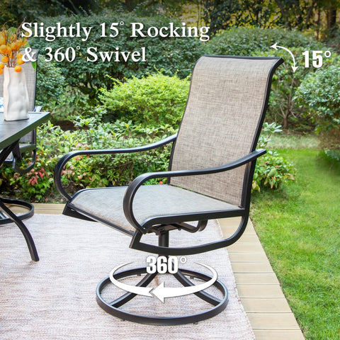 9-Piece Set Extra Large Square Table & Textilene Swivel Chairs