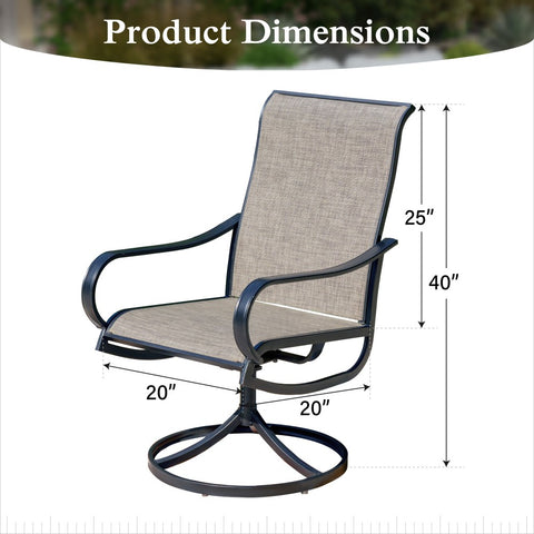 9-Piece Set Extra Large Square Table & Textilene Swivel Chairs