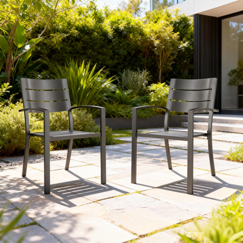 Outdoor Patio Metal Dining Chairs for Garden, Backyard