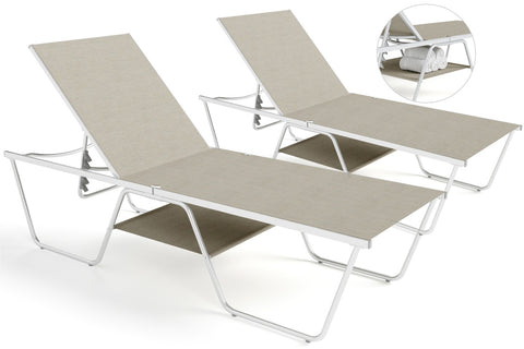 Extra Large W-Shaped Outdoor Chaise Lounge with Under Storage
