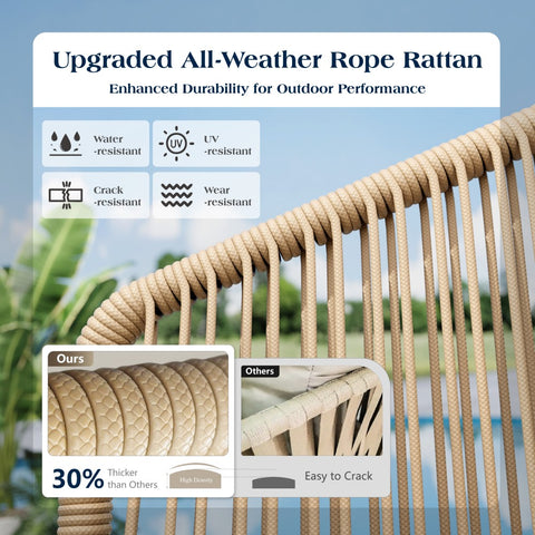 All-Weather Rope Rattan Outdoor Dining Chairs Set of 4