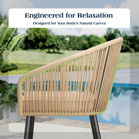 All-Weather Rope Rattan Outdoor Dining Chairs Set of 4