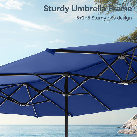 8-Piece 13ft Umbrella Patio Dining Set with High Back Textilene Swivel Chair and Metal Table
