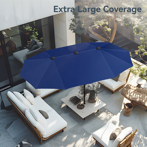 8-Piece 13ft Umbrella Patio Dining Set with High Back Textilene Swivel Chair and Metal Table