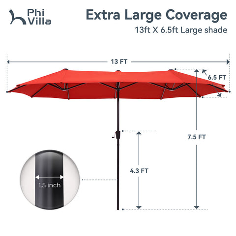8-Piece Patio Dining Set with 13ft Umbrella Textilene Swivel Chair & Slat Rectangle Table