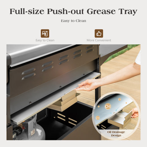 4-Burner Propane BBQ Grill with Side Burner for Outdoor Cooking