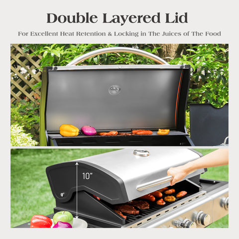 4-Burner Propane BBQ Grill with Side Burner for Outdoor Cooking