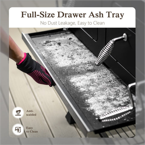 Charcoal Patio Grill with 2 Liftable Enamel Charcoal Trays