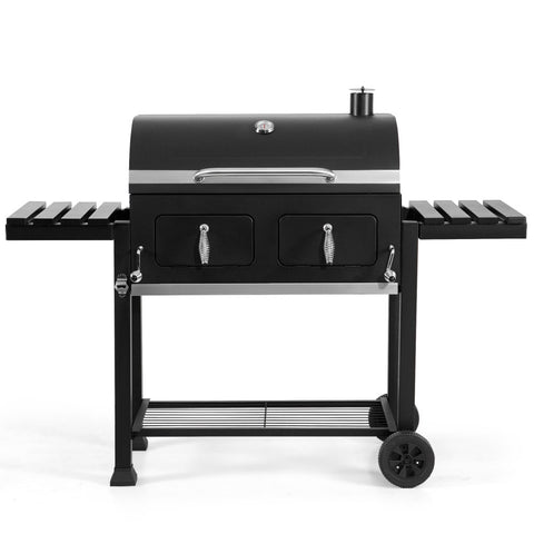Charcoal Patio Grill with 2 Liftable Enamel Charcoal Trays