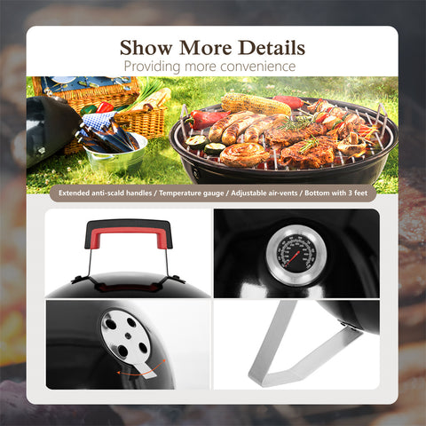 2-In-1 Vertical Charcoal Smoker & Grill with Built-in Thermometer
