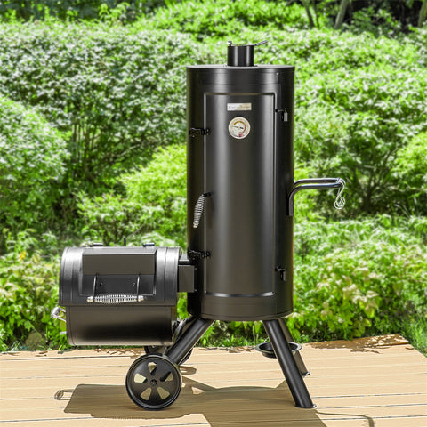 2-In-1 Vertical Offset Charcoal Smoker & BBQ Grill