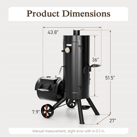 2-In-1 Vertical Offset Charcoal Smoker & BBQ Grill