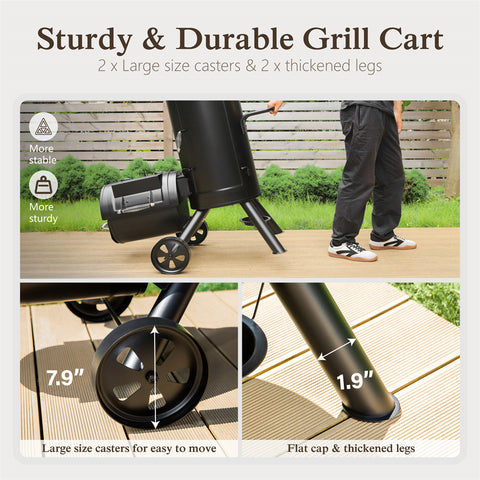 2-In-1 Vertical Offset Charcoal Smoker & BBQ Grill