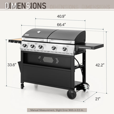 54,000 BTU Propane Gas Grill and Griddle Combo with Lids for Ultimate BBQs