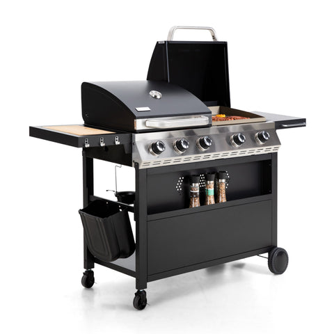 54,000 BTU Propane Gas Grill and Griddle Combo with Lids for Ultimate BBQs