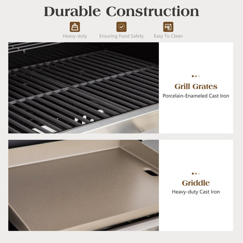 54,000 BTU Propane Gas Grill and Griddle Combo with Lids for Ultimate BBQs