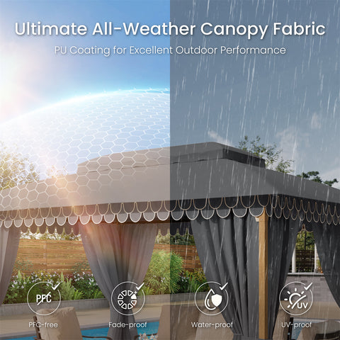 10' X 13' Patio Canopy Gazebo for Outdoor Relaxation with Netting & Curtain