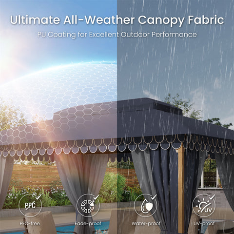 10' X 13' Patio Canopy Gazebo for Outdoor Relaxation with Netting & Curtain