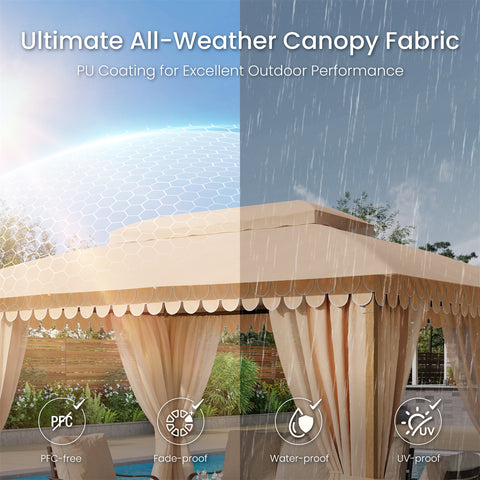 10' X 13' Patio Canopy Gazebo for Outdoor Relaxation with Netting & Curtain