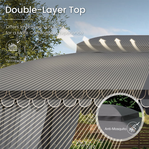 10' X 13' Patio Canopy Gazebo for Outdoor Relaxation with Netting & Curtain