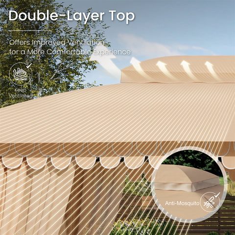 10' X 13' Patio Canopy Gazebo for Outdoor Relaxation with Netting & Curtain