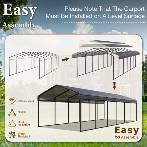 Heavy Duty Carport with Galvanized Steel Roof Multi-Purpose Shelter