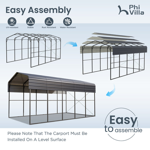 14ft Galvanized Heavy-Duty Outdoor Metal High RV Carports