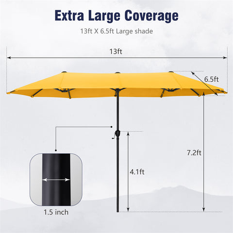 13ft Large Double-Sided Outdoor Patio Umbrella
