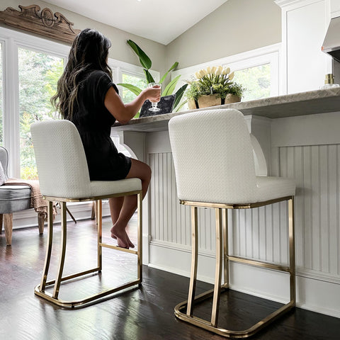 24" Modern PU Leather Bar Stools for Kitchen Island，Phi Villa