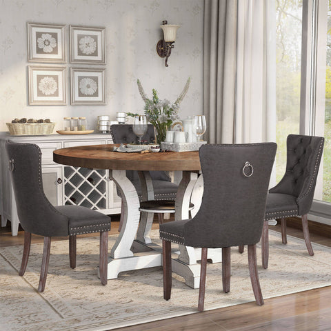 PU Leather Wing Back Side Dining Room Chairs Set of 4