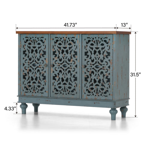 Accent Storage Cabinet with Decorative Carved