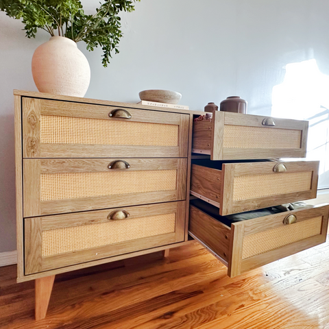 Natural Rattan Storage Sideboard Buffet Cabinet and Chest of Drawers