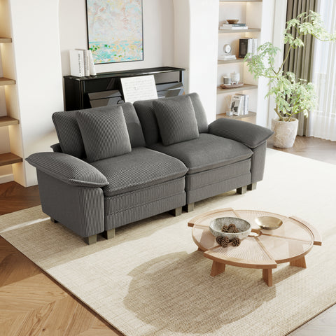 Modular Corduroy Sectional Cloud Sofa Set for Living Room