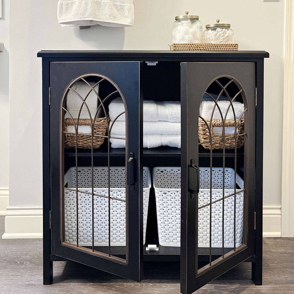 Exquisite Metal Church Window Buffet Storage Cabinet
