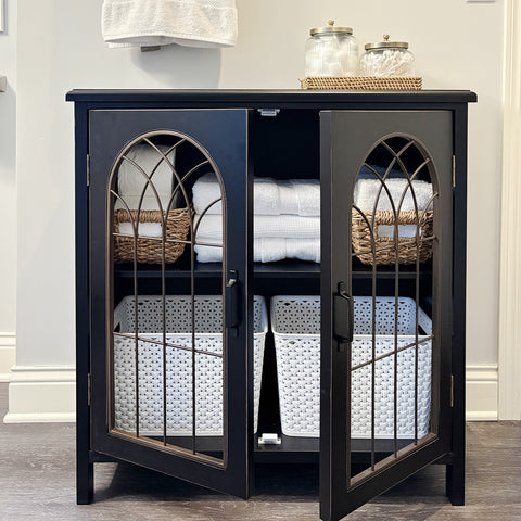 Exquisite Metal Church Window Buffet Storage Cabinet