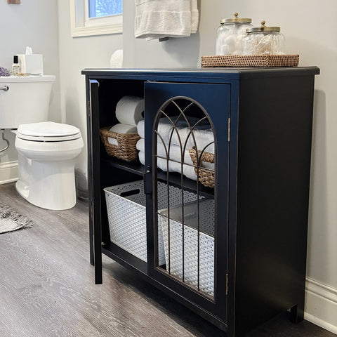 Exquisite Metal Church Window Buffet Storage Cabinet