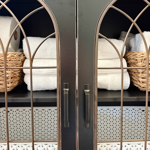 Exquisite Metal Church Window Buffet Storage Cabinet