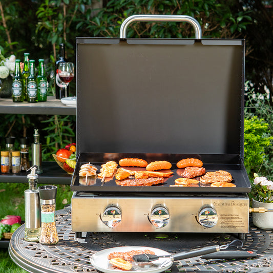 22" Ceramic Coated Plate Tabletop Portable Propane Griddle Grill 24,000 BTU