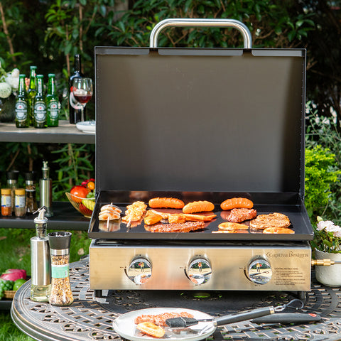 22" Ceramic Coated Plate Tabletop Portable Propane Griddle Grill 24,000 BTU