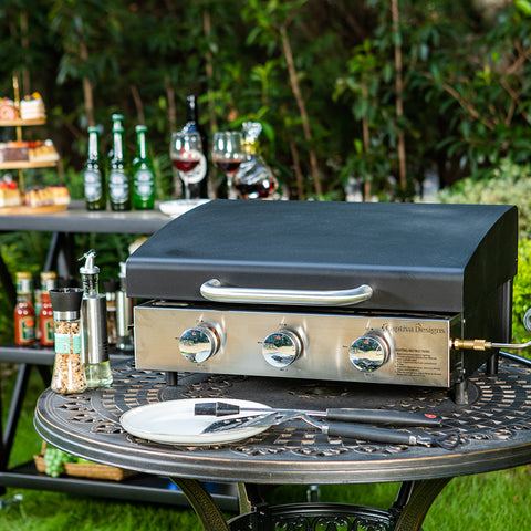 22" Ceramic Coated Plate Tabletop Portable Propane Griddle Grill 24,000 BTU