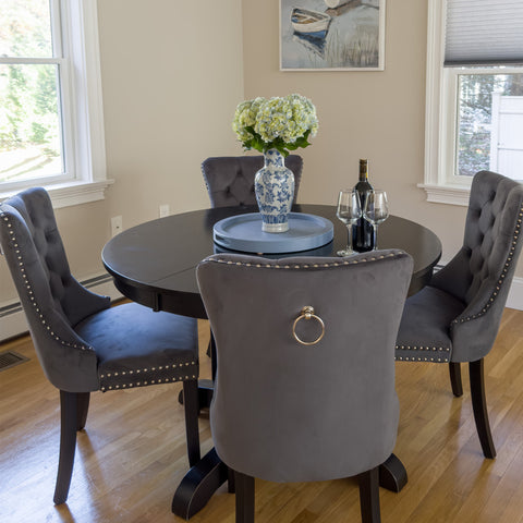 Velvet Tufted Wing Back Side Dining Room Chairs Set of 6 with Button Back